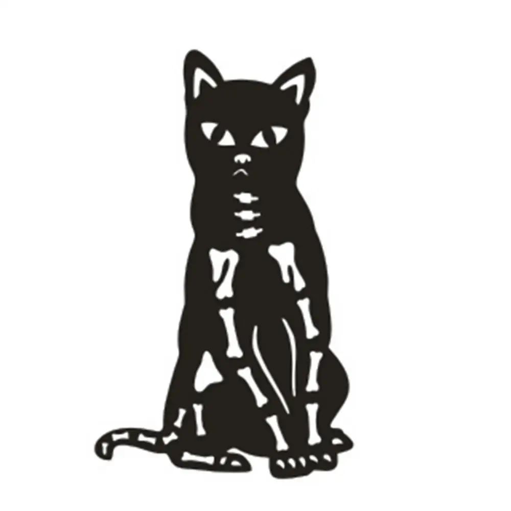 Halloween Black Cat Outdoor Sign 4 Pack Metal Cat Silhouette Lawn Decor Skeleton Cat Silhouette Lawn Decor Outdoor Cat Statue