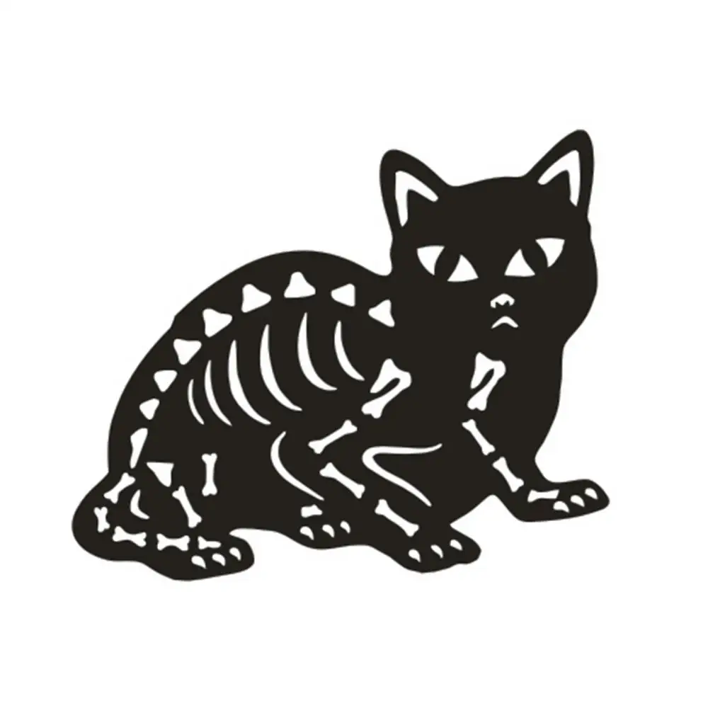 Halloween Black Cat Outdoor Sign 4 Pack Metal Cat Silhouette Lawn Decor Skeleton Cat Silhouette Lawn Decor Outdoor Cat Statue