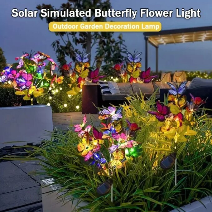LED Solar Garden Lights Outdoor Solar Butterfly Flower Tree Lights Waterproof for Outdoor Garden Path Atmosphere Roof Decoration - Image 2