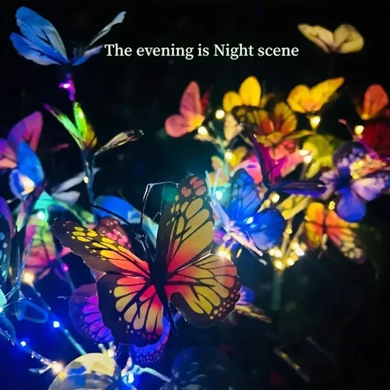 LED Solar Garden Lights Outdoor Solar Butterfly Flower Tree Lights Waterproof for Outdoor Garden Path Atmosphere Roof Decoration
