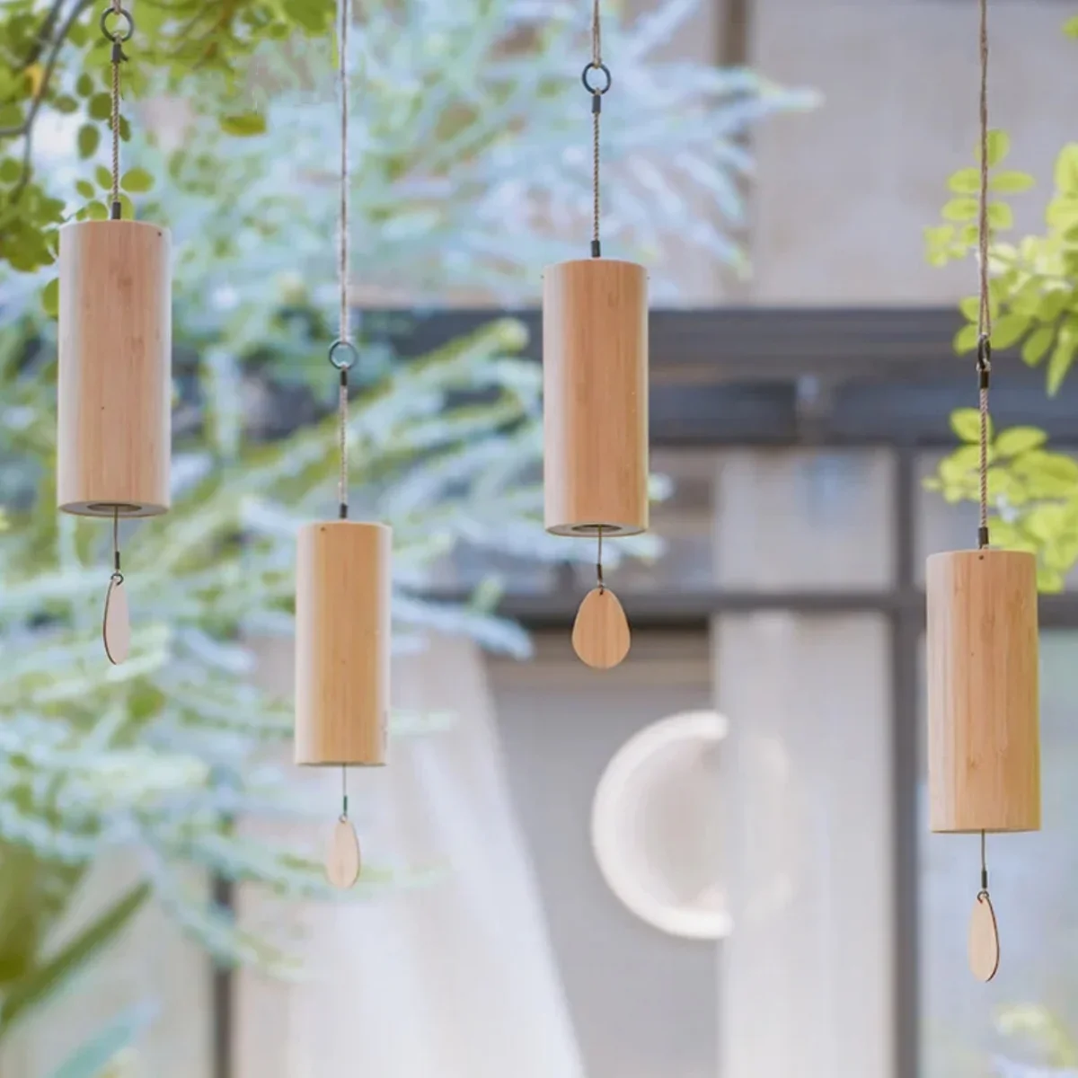 Bamboo Wind Chimes Set Wind Windchimes 8 Tone Rods Windchimes for Outdoor Garden Patio Home Decoration Meditation Relaxation