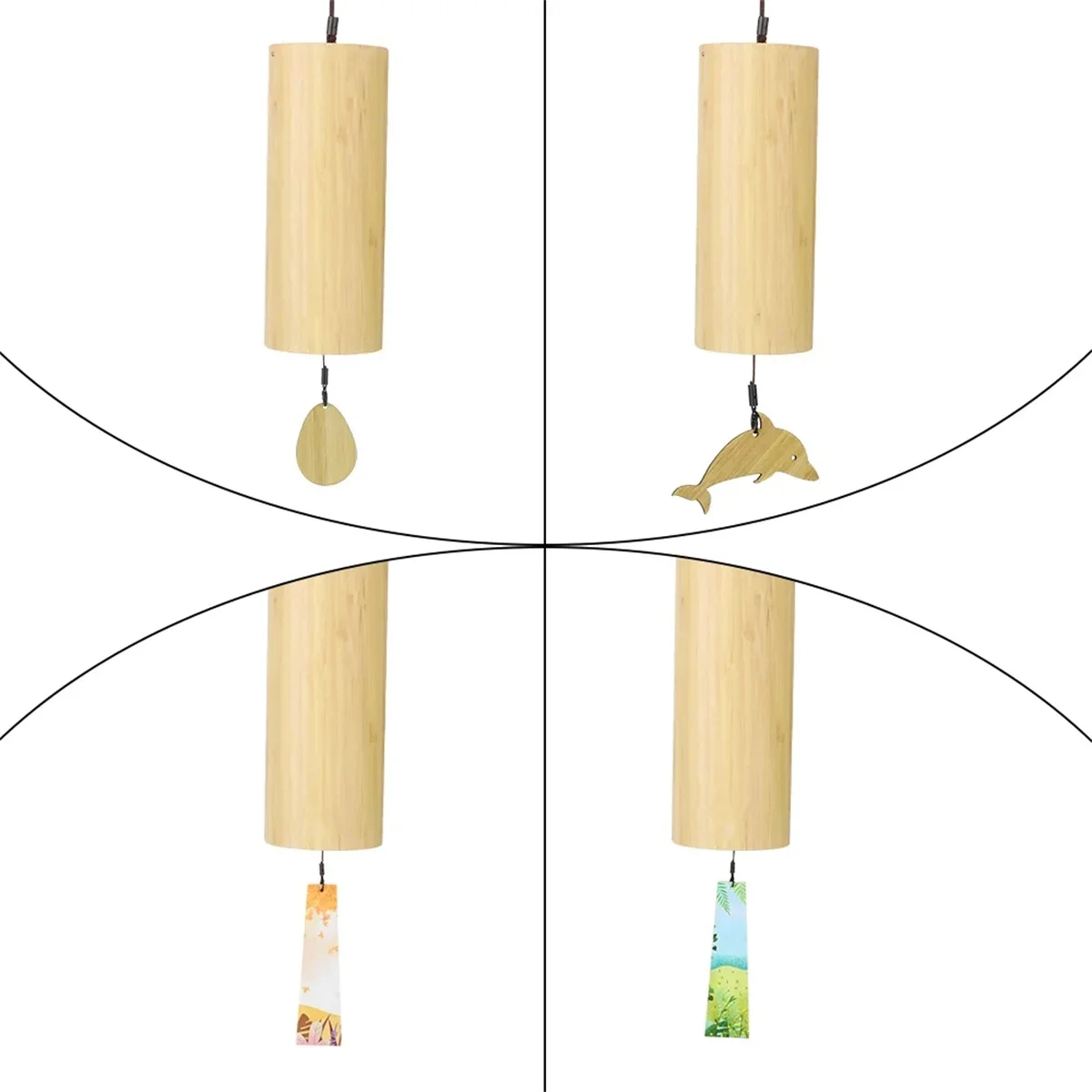 Bamboo Wind Chimes Set Wind Windchimes 8 Tone Rods Windchimes for Outdoor Garden Patio Home Decoration Meditation Relaxation