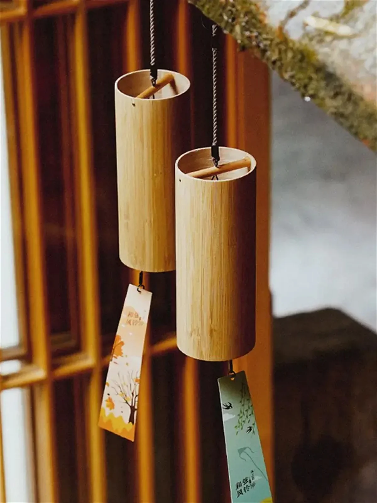 Bamboo Wind Chimes Set Wind Windchimes 8 Tone Rods Windchimes for Outdoor Garden Patio Home Decoration Meditation Relaxation