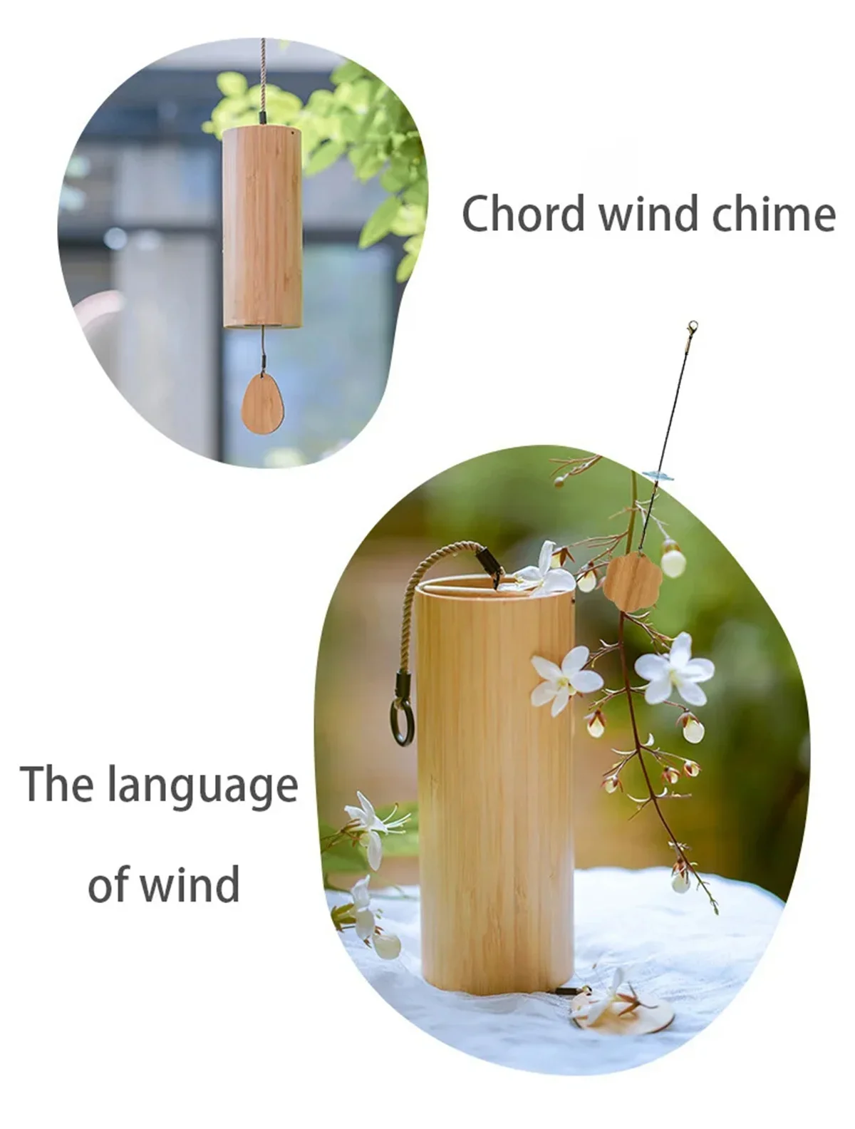 Bamboo Wind Chimes Set Wind Windchimes 8 Tone Rods Windchimes for Outdoor Garden Patio Home Decoration Meditation Relaxation