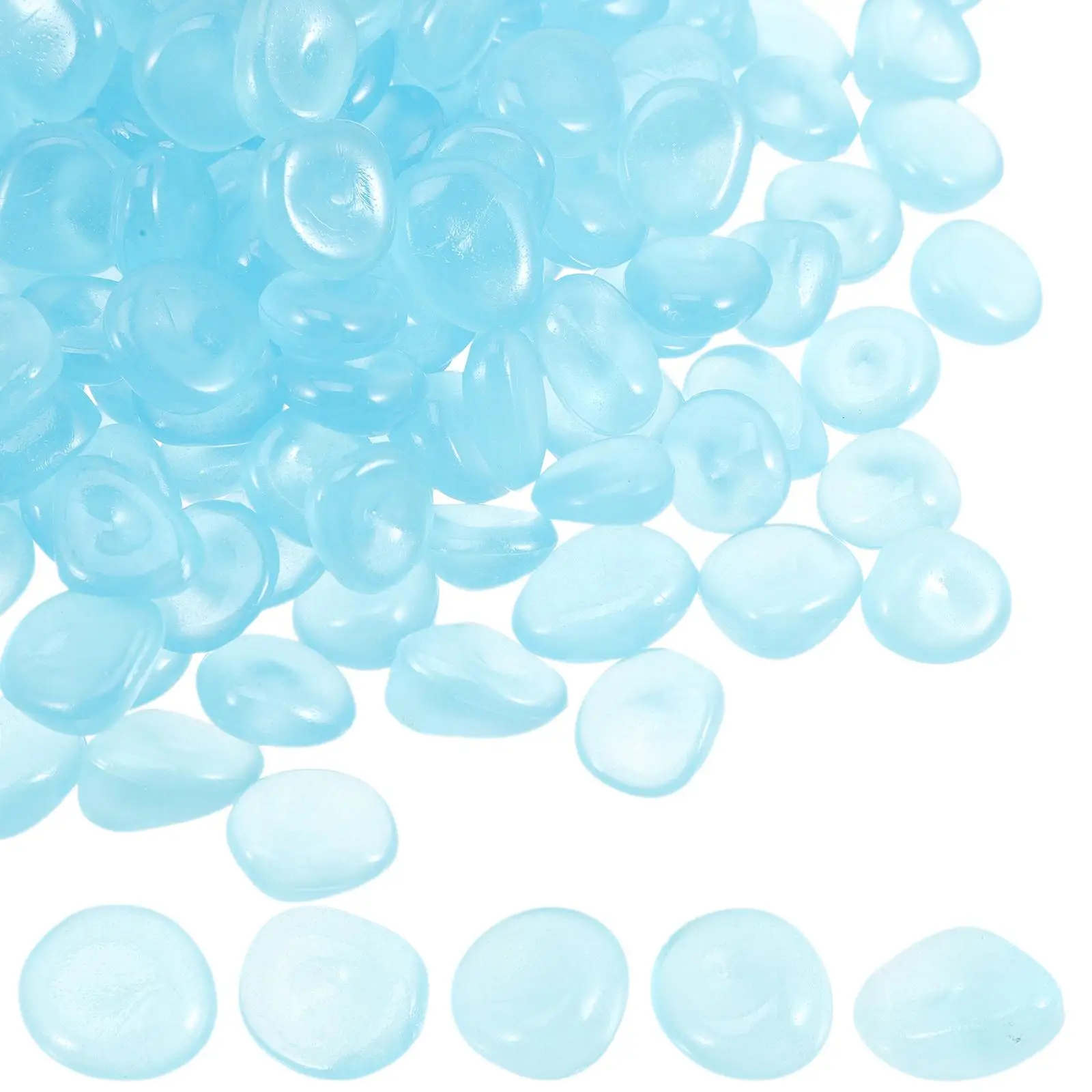300 Pcs Luminous Stone Decoration Rocks Aquarium Glow Stones Garden Glass Bead Polished Polystyrene Resin for Fish Tank