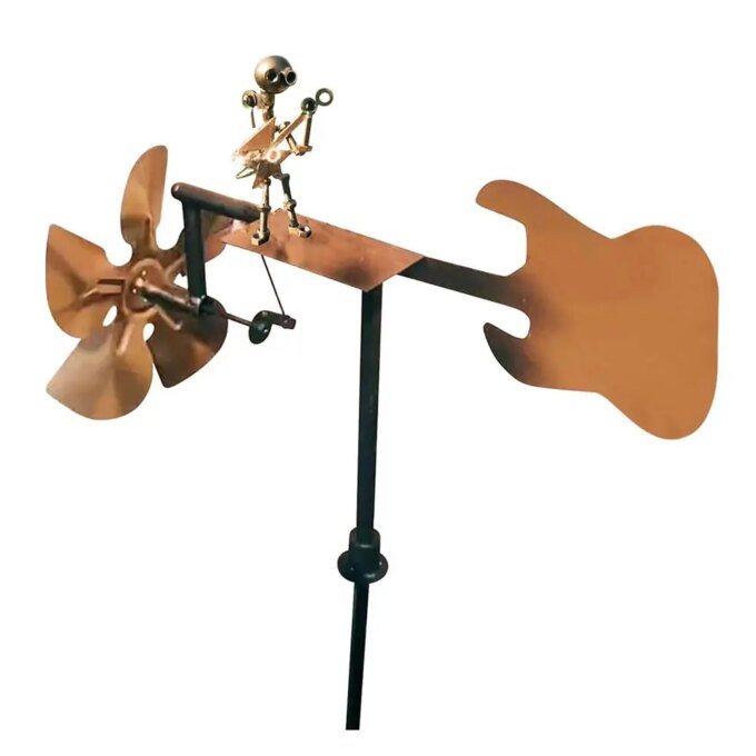 NEW Handmade Metal Drummer Windmill Garden Statue Metal Guitar Wind Spinner Decorative Power Rock Art for Lawn Porch Yard Decor - Image 2