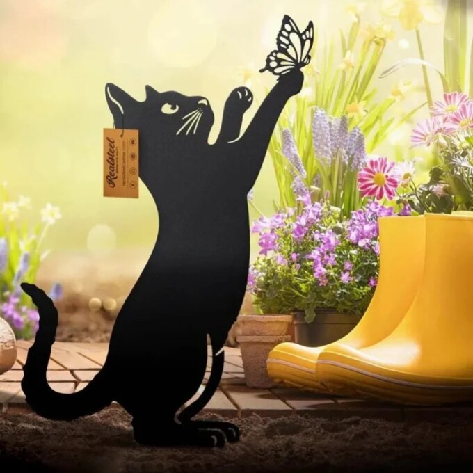 Cat Ground Stake Ornament Ground Plug Outdoor Garden Balcony Art Decoration Metal Crafts - Image 4