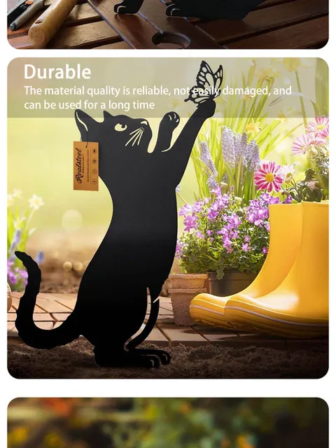 Cat Ground Stake Ornament Ground Plug Outdoor Garden Balcony Art Decoration Metal Crafts