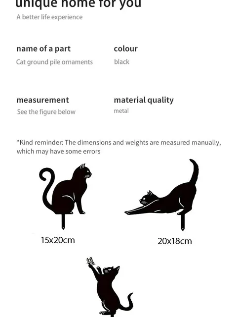 Cat Ground Stake Ornament Ground Plug Outdoor Garden Balcony Art Decoration Metal Crafts