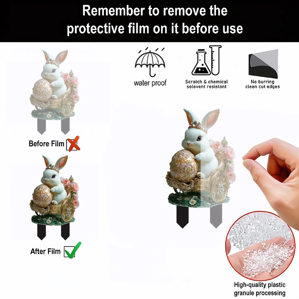 Easter Bunny Garden Stake Multi-Function 2D Acrylic Outdoor Sign Cartoon Bunny Eggs Stake for Outdoor Decoration Supplies Easter Bunny Garden Stake Multi-Function 2D Acrylic Outdoor Sign Cartoon Bunny Eggs Stake for Outdoor Decoration Supplies