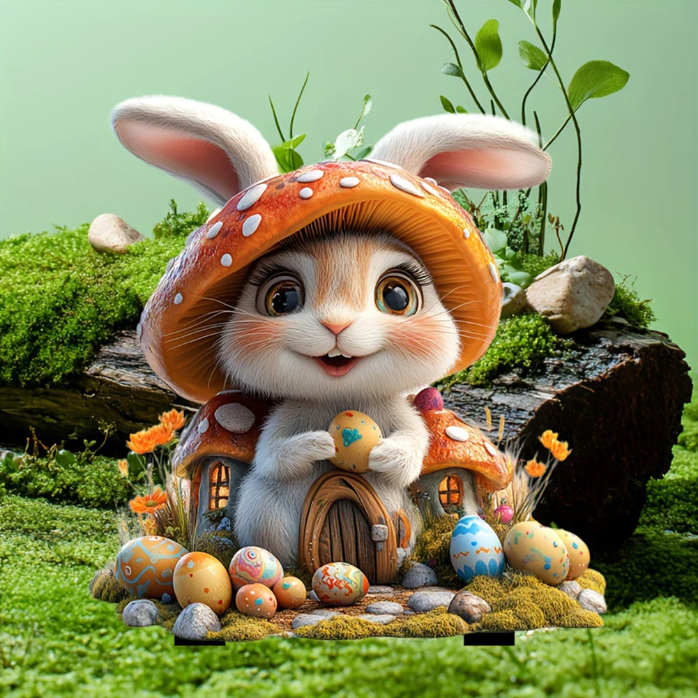 Easter Bunny Garden Stake Multi-Function 2D Acrylic Outdoor Sign Cartoon Bunny Eggs Stake for Outdoor Decoration Supplies Easter Bunny Garden Stake Multi-Function 2D Acrylic Outdoor Sign Cartoon Bunny Eggs Stake for Outdoor Decoration Supplies