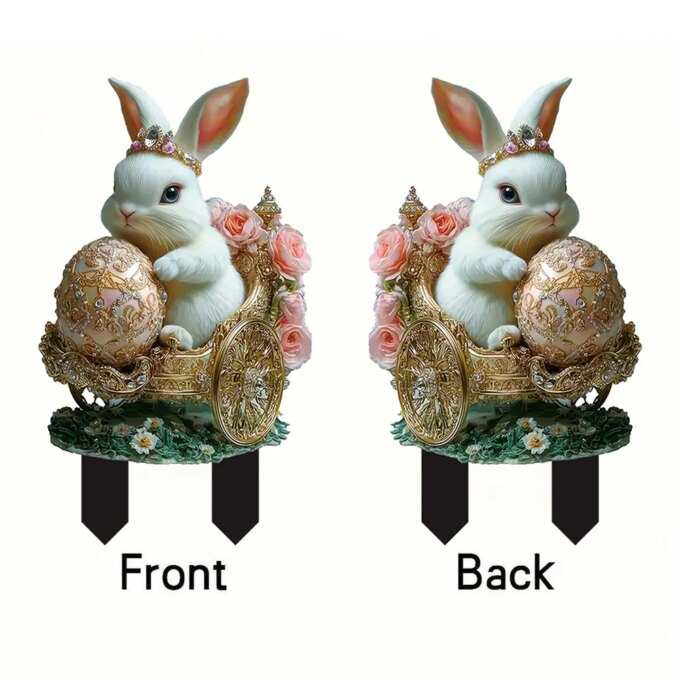 Easter Bunny Garden Stake Multi-Function 2D Acrylic Outdoor Sign Cartoon Bunny Eggs Stake for Outdoor Decoration Supplies - Image 4
