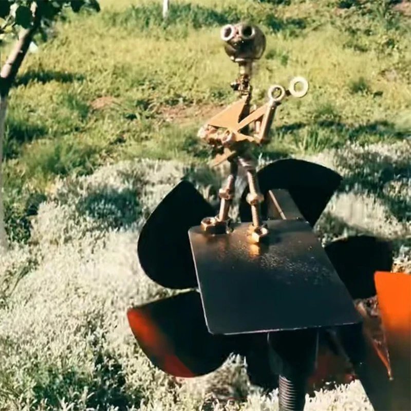 Windmill In The Shape Of A Golden Rock Band, Gardening Decoration Supplies,Metal Guitar Windmill That Can Rotate With Wind Power