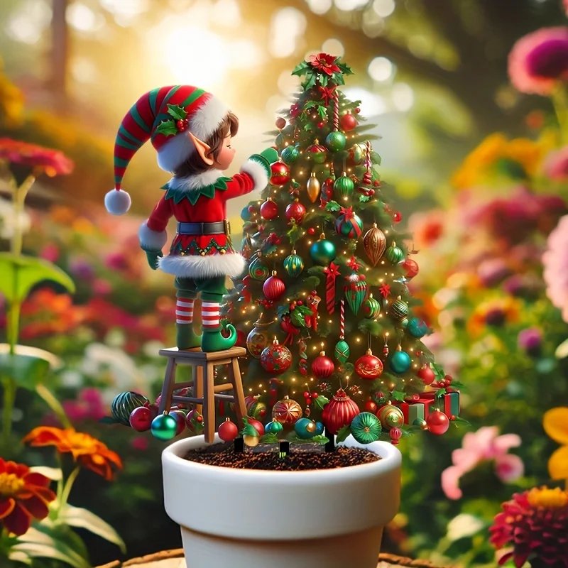 Christmas Garden Stakes Christmas Tree and Elf Yard Signs Garden Decorations Holiday Outdoor Ornaments