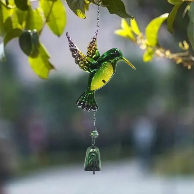 Wind Chime Hummingbirds Dragonflies Metal Glass Painted Crafts Courtyard Pipe Bell Home Aluminum Pendants Hanging Decor Han O0J5 - Image 2