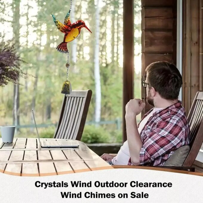 Wind Chime Hummingbirds Dragonflies Metal Glass Painted Crafts Courtyard Pipe Bell Home Aluminum Pendants Hanging Decor Han O0J5