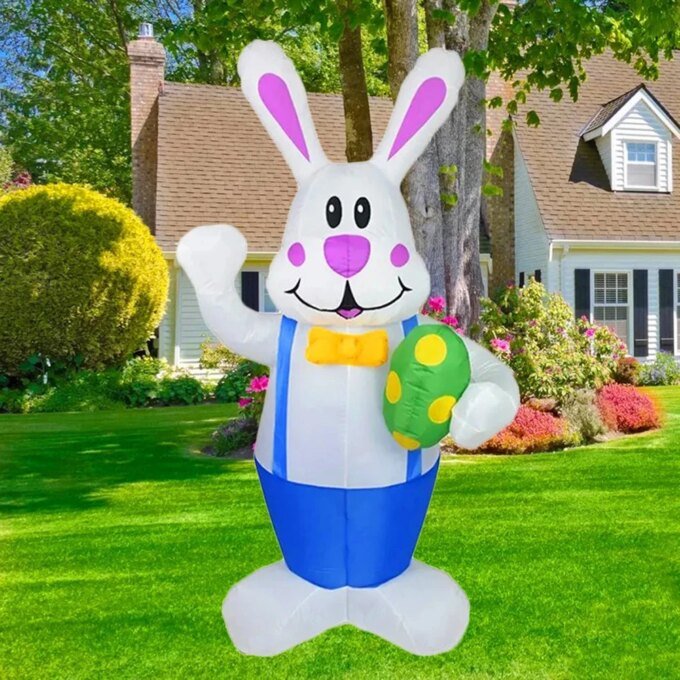 6.2FT Easter Bunny Inflatable Yard Decorations with LED Lights Easter Inflatables Outdoor Decorations for Garden Lawn Yard Decor - Image 2