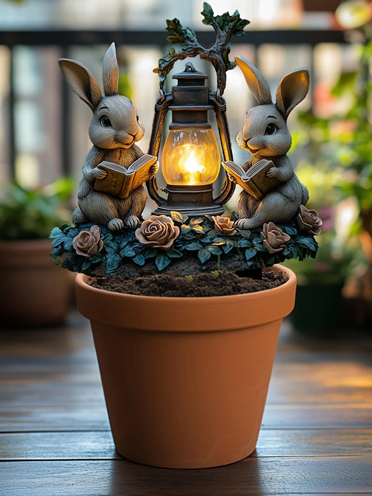 Easter Rabbit Garden Sign Multi-Function 2D Acrylic Outdoor Sign Cartoon Bunny Eggs Stake for Outdoor Decoration Supplies