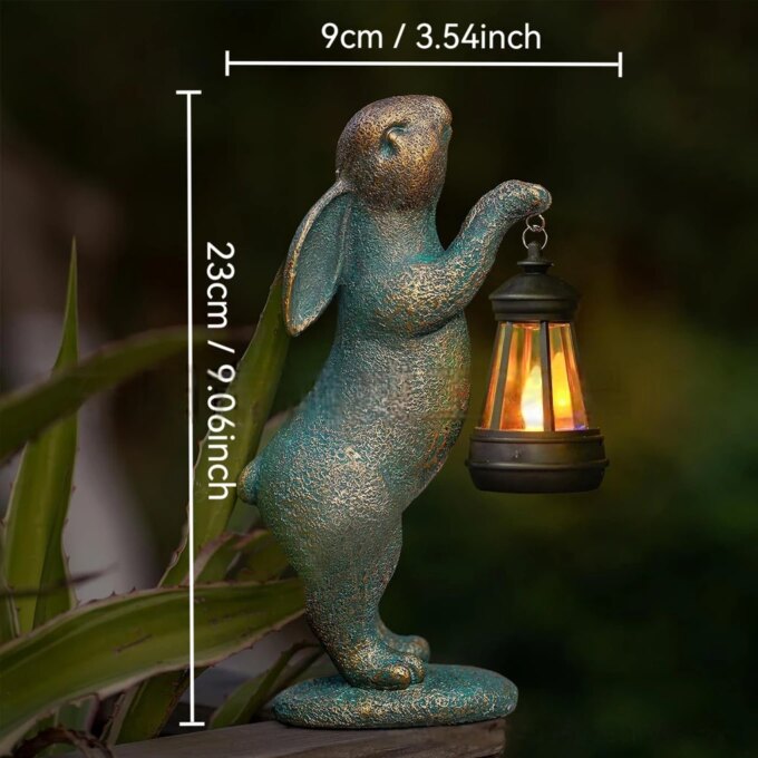 Garden Statues Rabbit with Solar Lantern Outdoor Bunny Figurines Decorations for Patio Yard Lawn Ornaments Gifts - Image 6