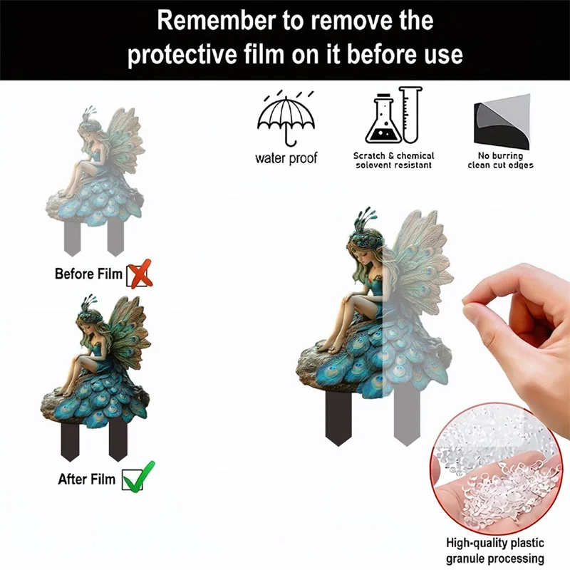 Acrylic Plant Pot Stakes, Miss Peacock Garden Stakes, Outdoor Lawn and Yard Decorations