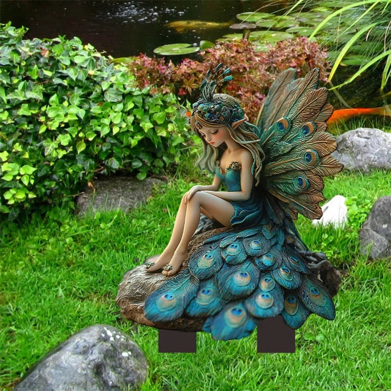 Acrylic Plant Pot Stakes, Miss Peacock Garden Stakes, Outdoor Lawn and Yard Decorations