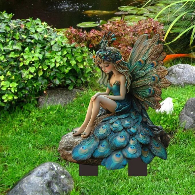 Acrylic Plant Pot Stakes, Miss Peacock Garden Stakes, Outdoor Lawn and Yard Decorations - Image 3
