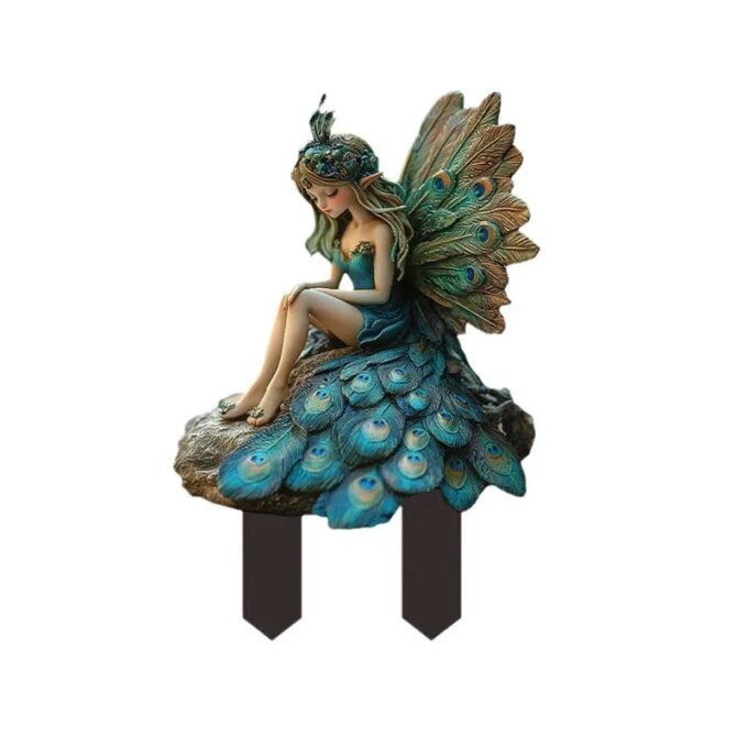Acrylic Plant Pot Stakes, Miss Peacock Garden Stakes, Outdoor Lawn and Yard Decorations