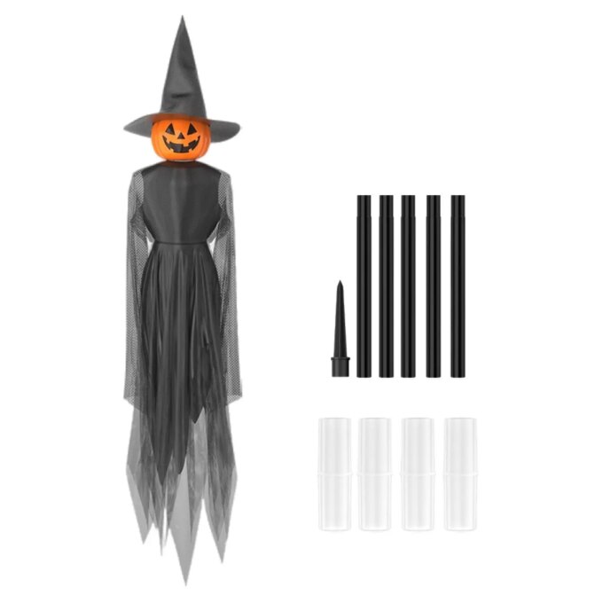 Halloween Pumpkin Witch Decor Creepy Decorative Standing Lighted Pumpkin Witch Decoration for Outdoor Garden Holiday Lawn Party - Image 3