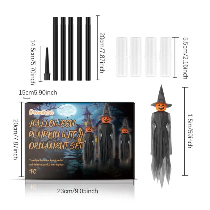 Halloween Pumpkin Witch Decor Creepy Decorative Standing Lighted Pumpkin Witch Decoration for Outdoor Garden Holiday Lawn Party - Image 6