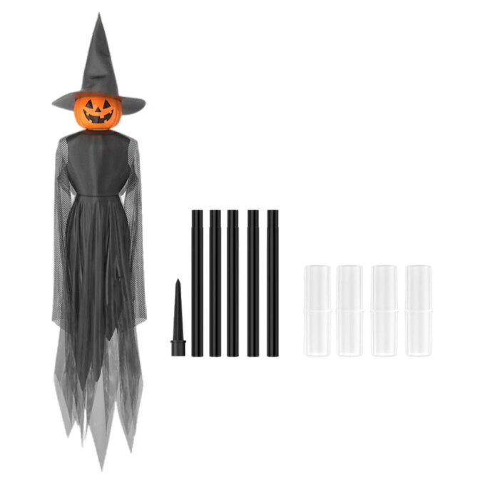 Halloween Pumpkin Witch Decor Creepy Decorative Standing Lighted Pumpkin Witch Decoration for Outdoor Garden Holiday Lawn Party - Image 2