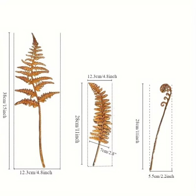 Rusty Fern Leaves Garden Stake Metal Bouquet Rusted Metal Plant Stake Outdoor Garden Art Home and Garden Decor Ornament for Yard - Image 2
