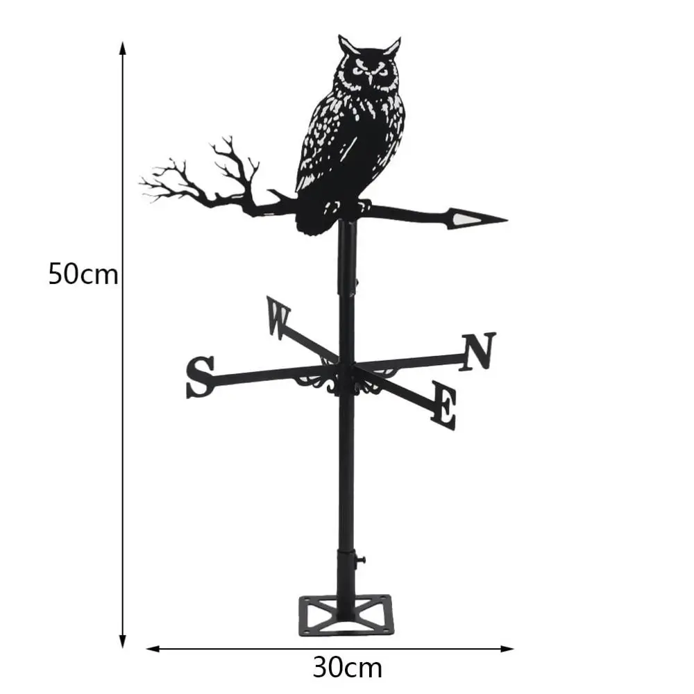 Creativity Owl Weather Vane Metal Roof Garden Decorations Wind Vane Black Outdoor Crafts Weathercock
