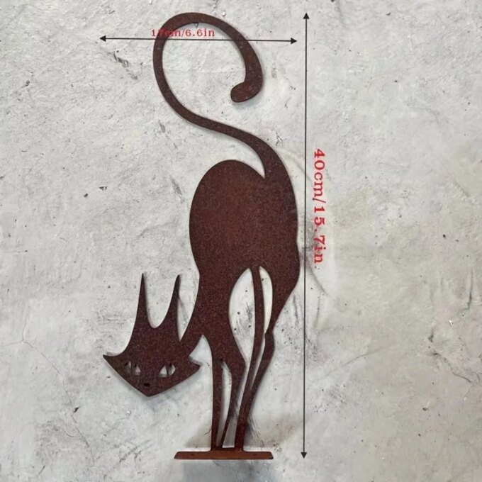 Adorable Rusty Series Cat Fence Decoration Metal Wall Art Garden Statue Silhouette Art Outdoor Decor - Image 6