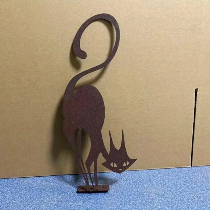 Adorable Rusty Series Cat Fence Decoration Metal Wall Art Garden Statue Silhouette Art Outdoor Decor - Image 4