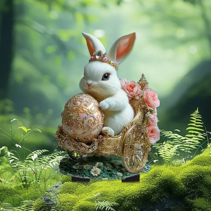Easter Rabbit Garden Sign Waterproof 2D Acrylic Outdoor Sign Multi-Function Courtyard Statue Ornaments Garden Decoration - Image 3