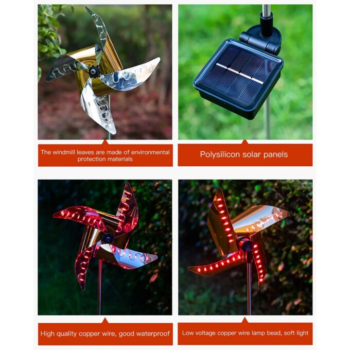 1Pcs Solar Power Windmill Light Outdoor Garden Decoration 32 LED Spot Light Garden Landscape Lights Waterproof Night Light - Image 4