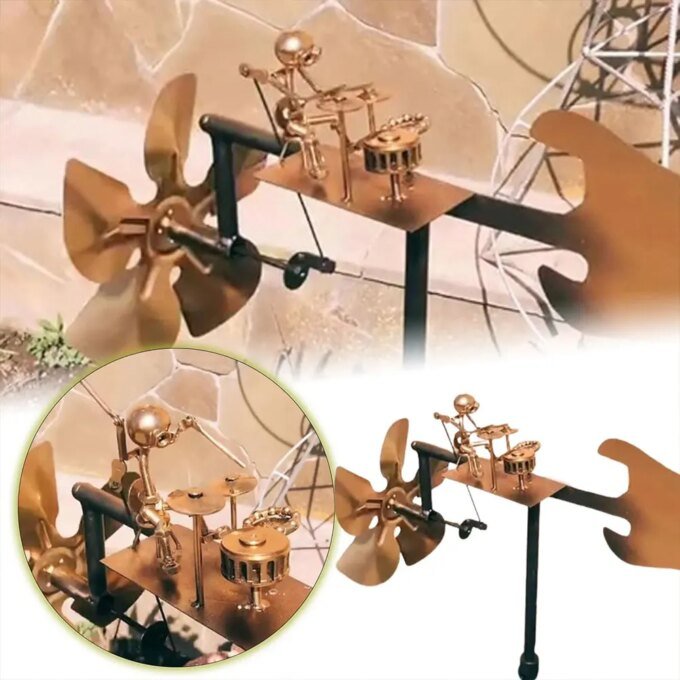 Metal Drummer Windmill Statue Decorative Power Rock Art Ornament Percussionist Music Figurines for Garden Patio Lawn Backyard - Image 5