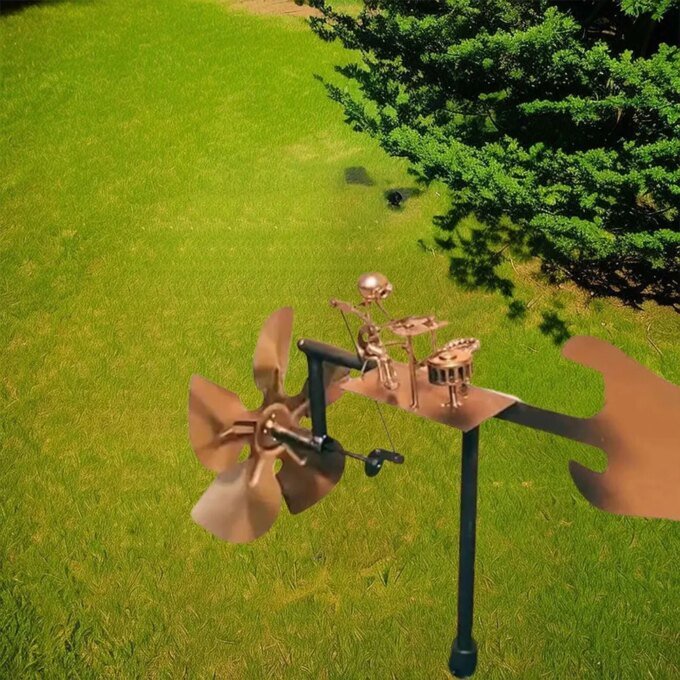 Metal Drummer Windmill Statue Decorative Power Rock Art Ornament Percussionist Music Figurines for Garden Patio Lawn Backyard - Image 6