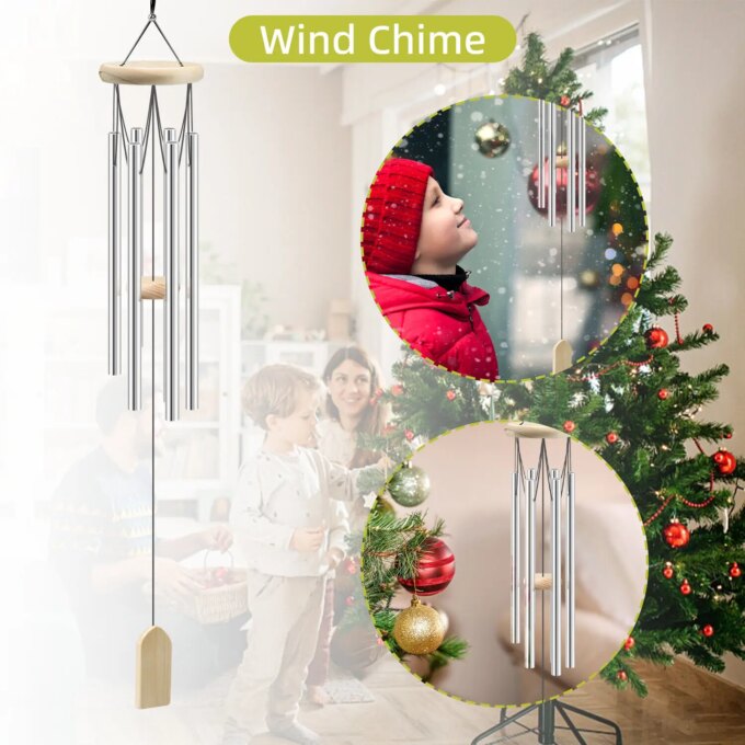 6 Tubes Wind Chimes Garden Outdoor Living Decoration Metal Wind Chimes Hanging Ornament Coffee Shop Wind Chimes Tubes - Image 4