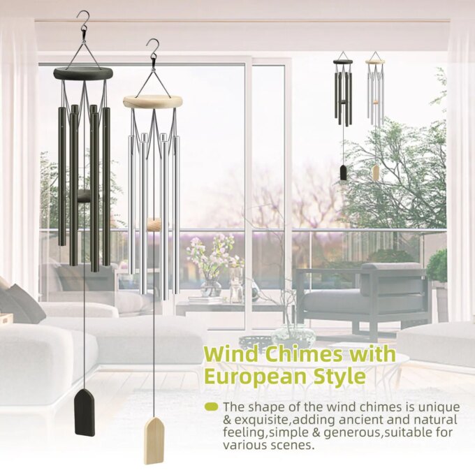 6 Tubes Wind Chimes Garden Outdoor Living Decoration Metal Wind Chimes Hanging Ornament Coffee Shop Wind Chimes Tubes - Image 6