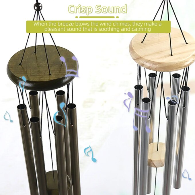 6 Tubes Wind Chimes Garden Outdoor Living Decoration Metal Wind Chimes Hanging Ornament Coffee Shop Wind Chimes Tubes - Image 2