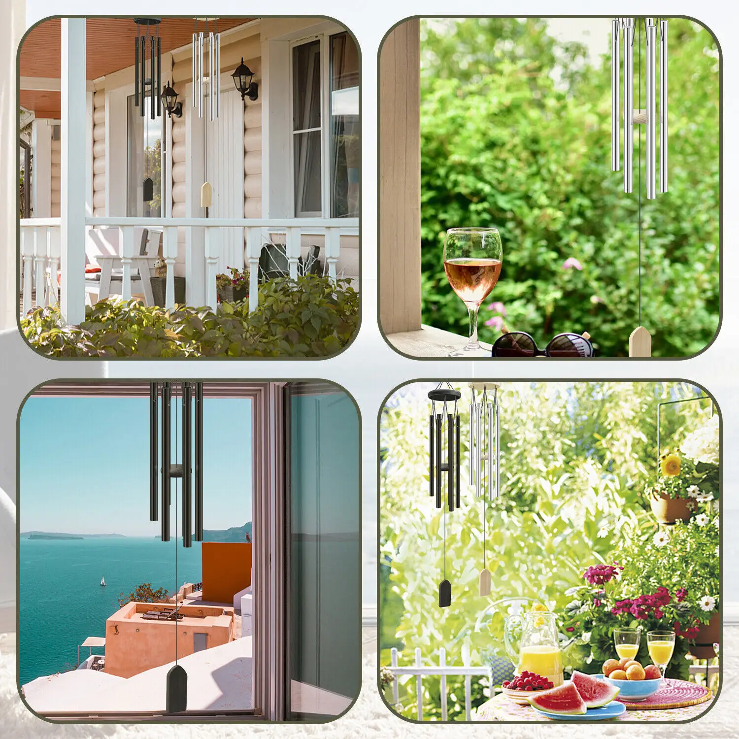 6 Tubes Wind Chimes Garden Outdoor Living Decoration Metal Wind Chimes Hanging Ornament Coffee Shop Wind Chimes Tubes