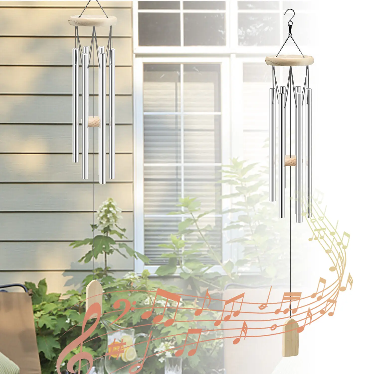 6 Tubes Wind Chimes Garden Outdoor Living Decoration Metal Wind Chimes Hanging Ornament Coffee Shop Wind Chimes Tubes