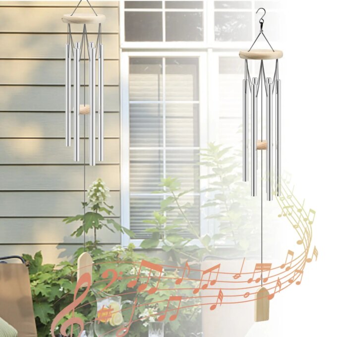 6 Tubes Wind Chimes Garden Outdoor Living Decoration Metal Wind Chimes Hanging Ornament Coffee Shop Wind Chimes Tubes - Image 5