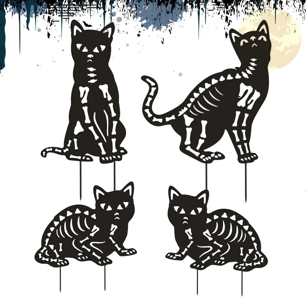 Garden Stakes Decorative Cat Set Of 4 Metal Animal Stakes Decorations Weather Resistance Animal Decorative Statues For Yard Art