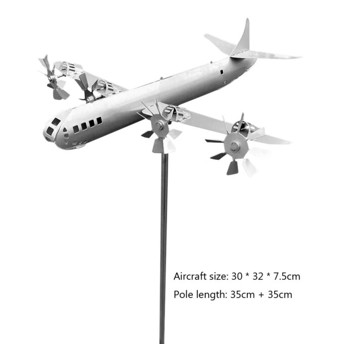 Super Fortress Aircraft Windmill 3D Airplane Windmill Sculpture Iron Wind Energy Sculpture for Outdoor Garden Decoration - Image 6