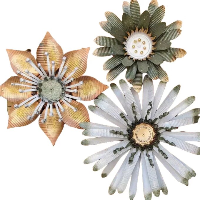 Handmade Wrought Iron Floral Wall Art for Indoor Outdoor Garden Decor, Metal Flower Ornament Durable Iron Material - Image 5