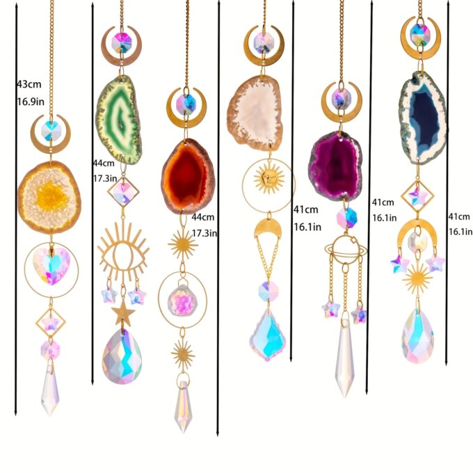6pcs crystal garden light catcher with prism and agate sheet, suitable for indoor and outdoor family garden wedding decoration - Image 4