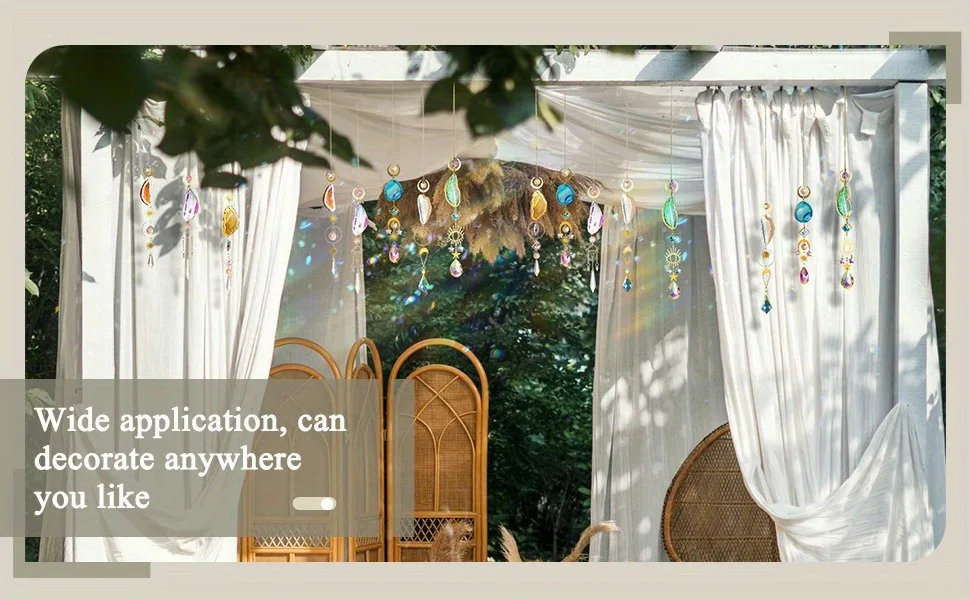 6pcs crystal garden light catcher with prism and agate sheet, suitable for indoor and outdoor family garden wedding decoration