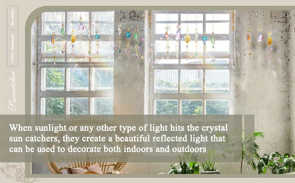 6pcs crystal garden light catcher with prism and agate sheet, suitable for indoor and outdoor family garden wedding decoration